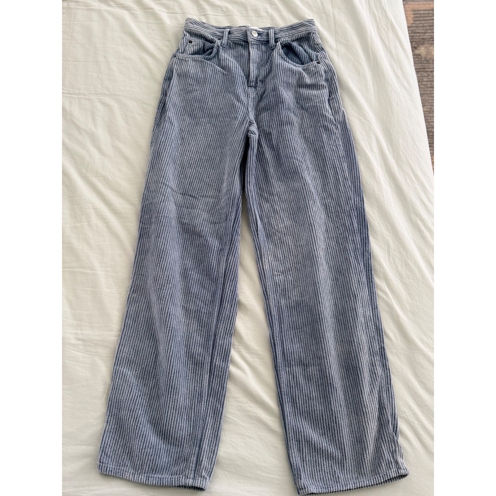 BDG Urban Outfitters Modern Boyfriend Corduroy Pants W25 Blue Gray Y2K Wide Leg